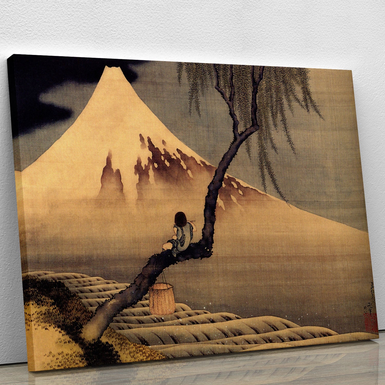 Boy in front of Fujiama by Hokusai Canvas Print or Poster - Canvas Art Rocks - 1