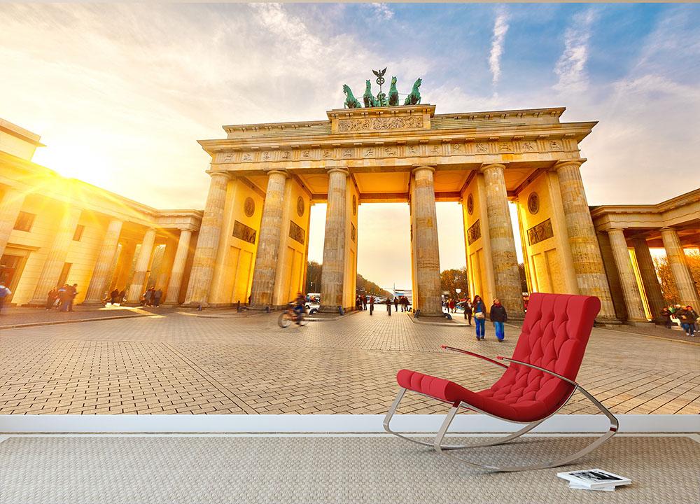 Brandenburg gate at sunset Wall Mural Wallpaper - Canvas Art Rocks - 2