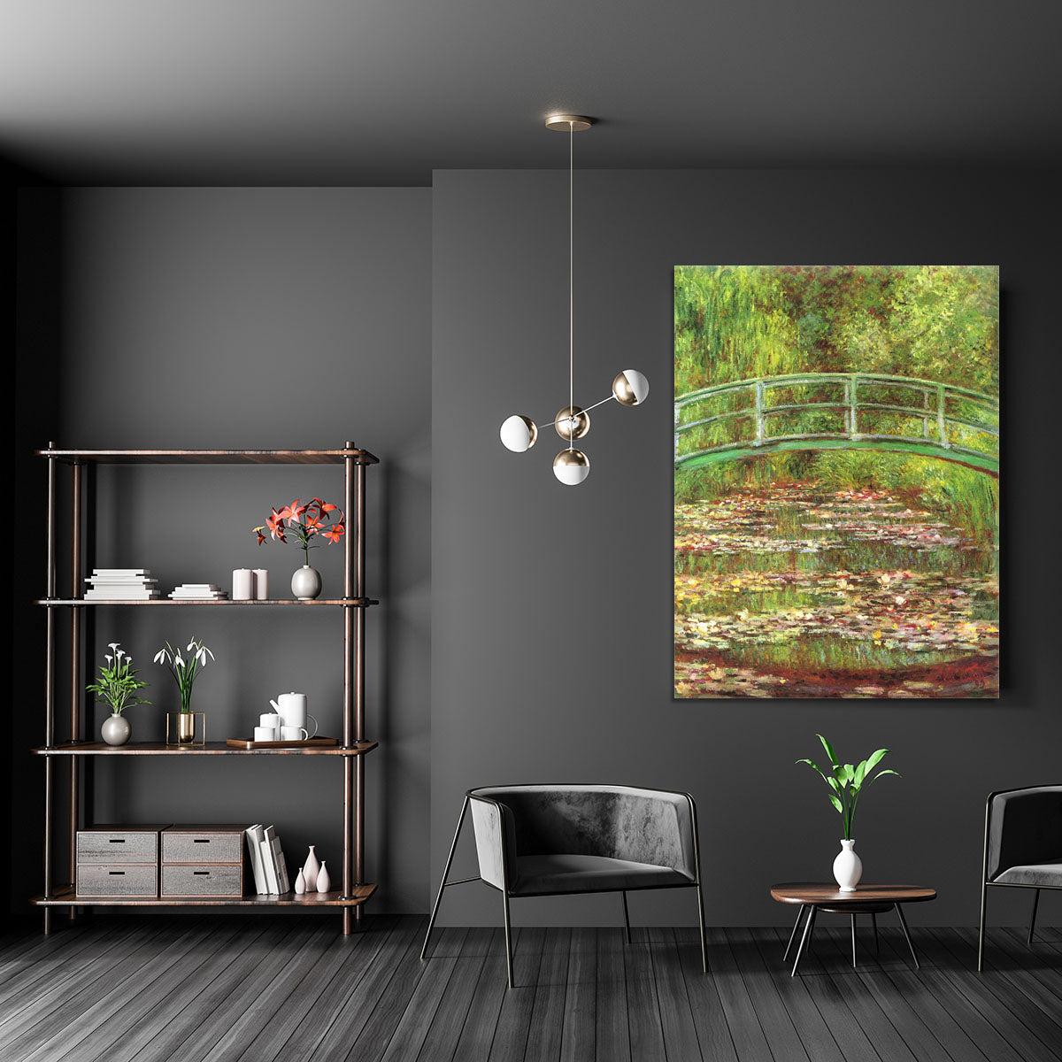 Bridge over the sea rose pond by Monet Canvas Print or Poster - Canvas Art Rocks - 5