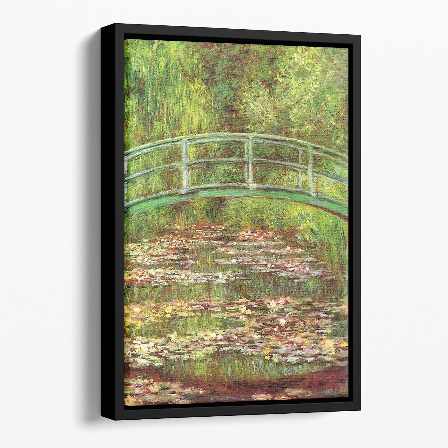 Bridge over the sea rose pond by Monet Floating Framed Canvas