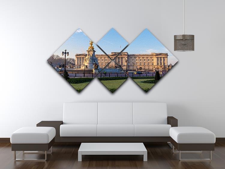 Buckingham palace in early winter morning 4 Square Multi Panel Canvas - Canvas Art Rocks - 3