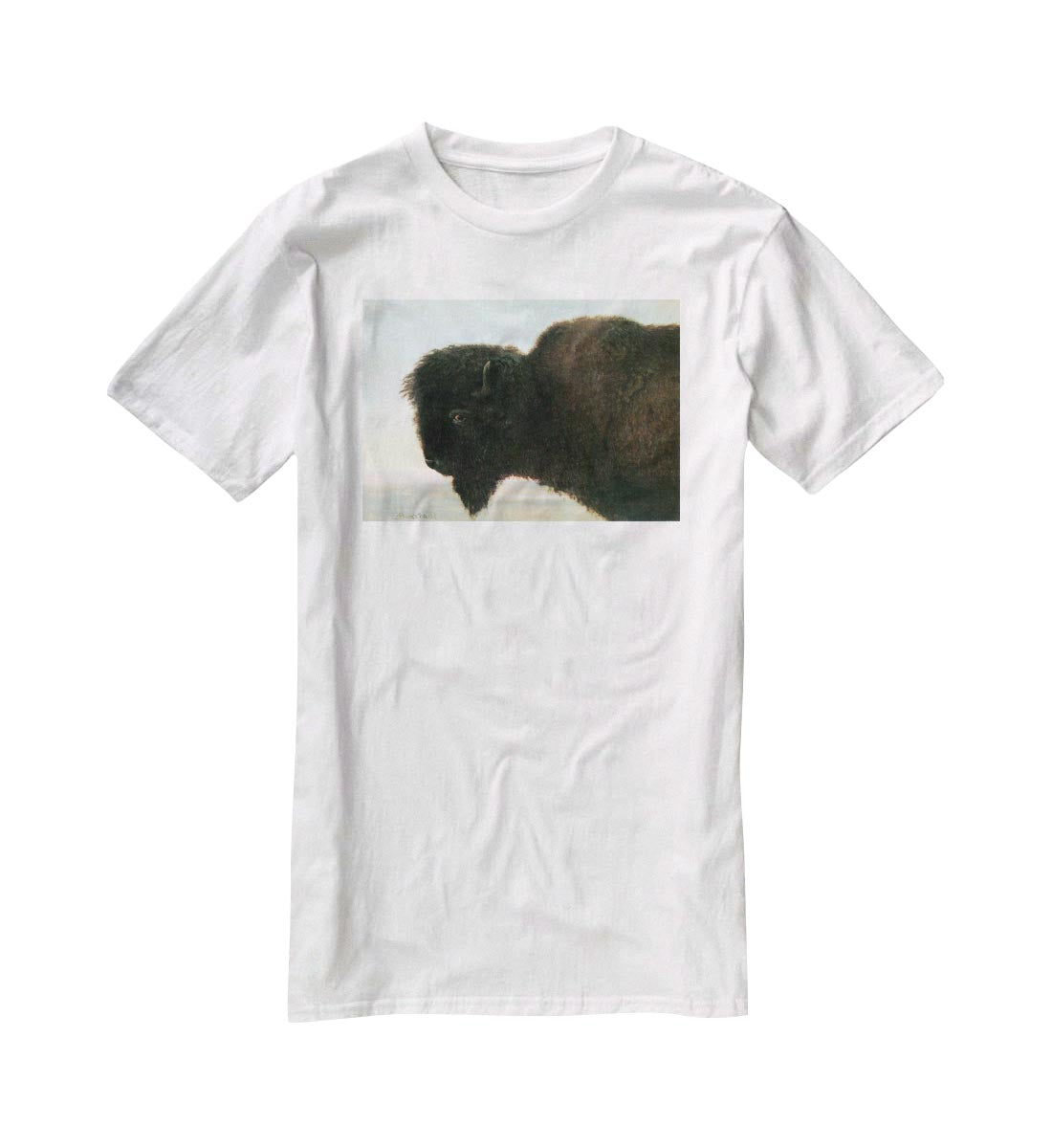 Buffalo Head by Bierstadt T-Shirt - Canvas Art Rocks - 5