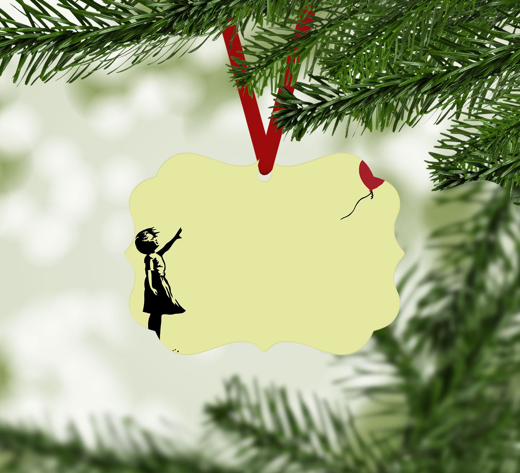 Banksy Balloon Heart Girl Yellow Christmas Ornament