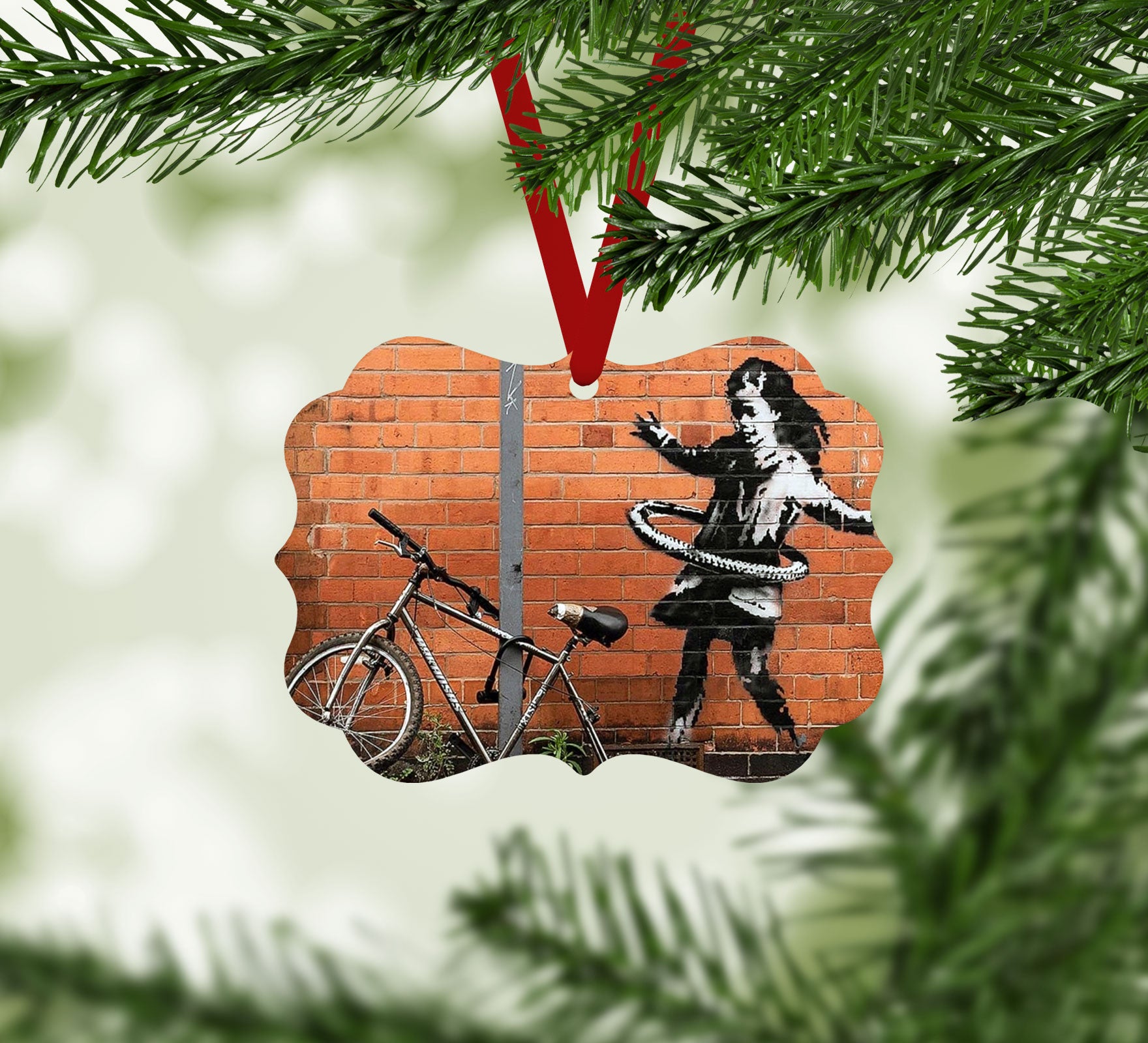 banksy Hula Hoop Girl Christmas Ornament