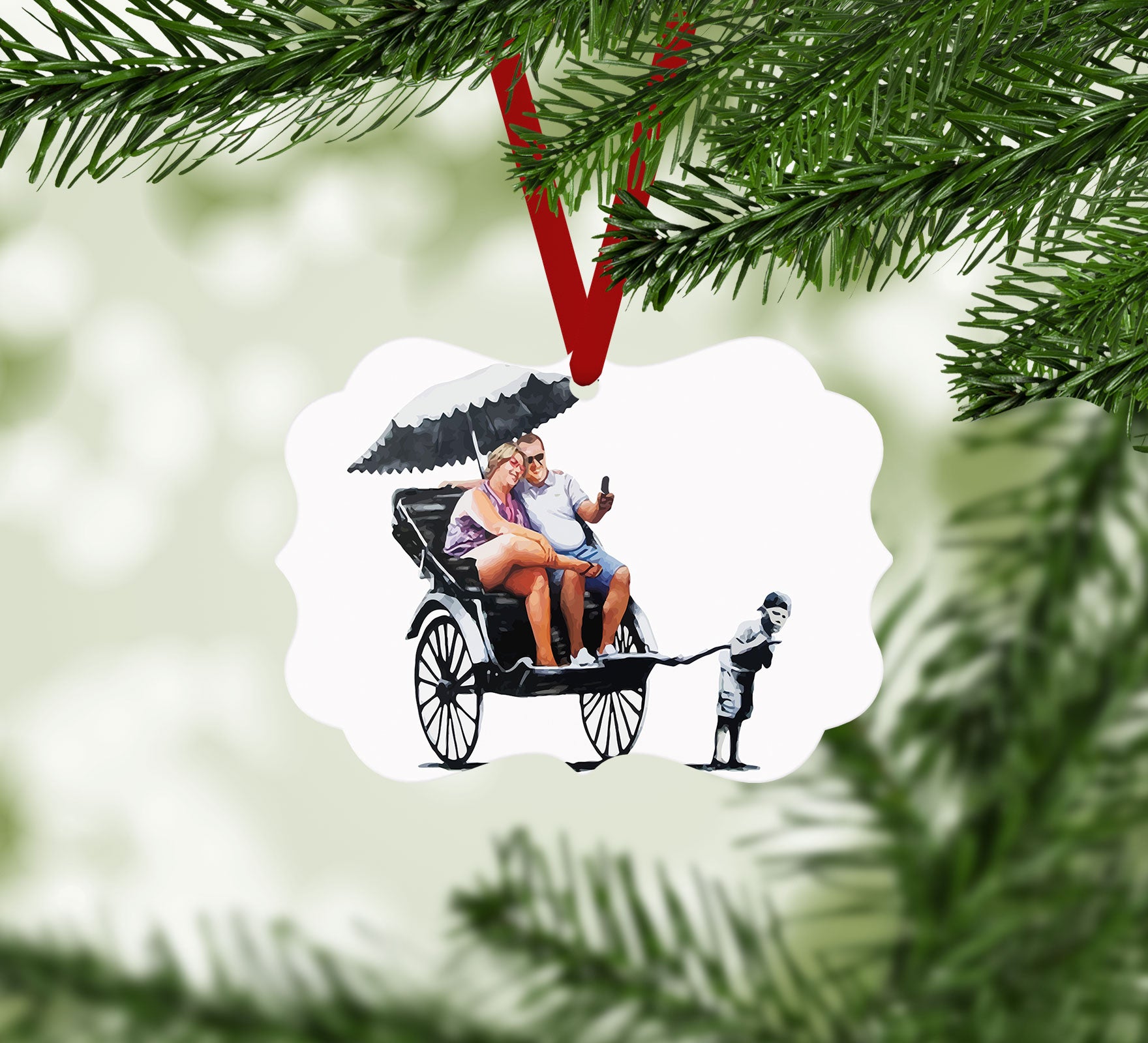 Banksy Rickshaw Kid Christmas Ornament