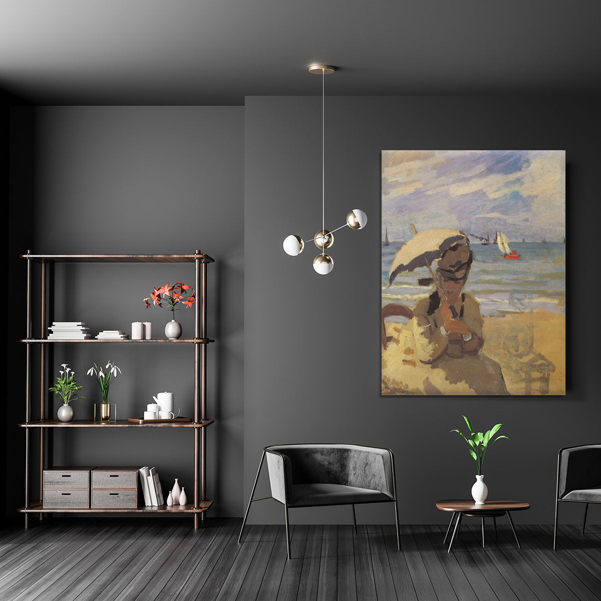 Camille Monet on the beach at Trouville by Monet Canvas Print or Poster - Canvas Art Rocks - 5