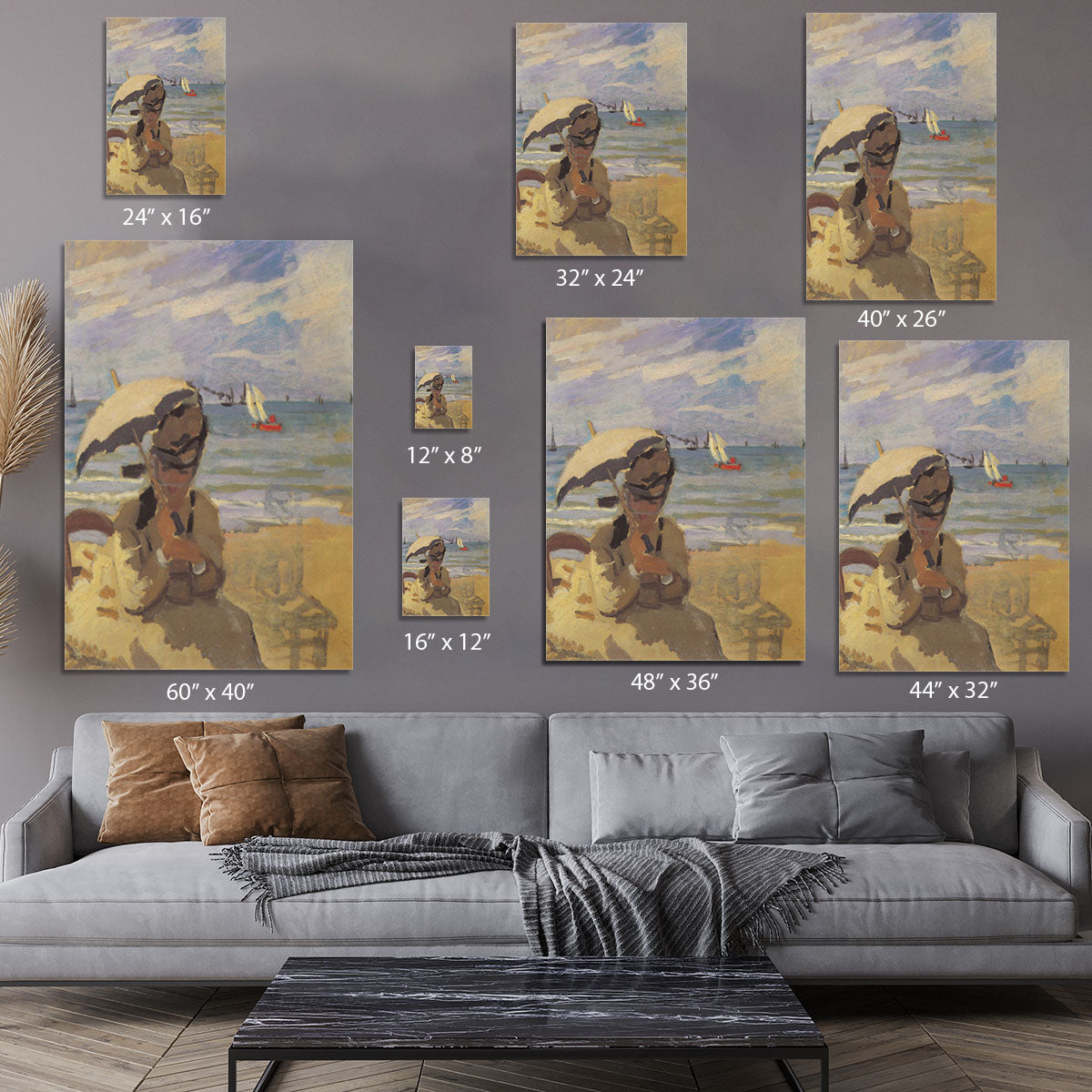 Camille Monet on the beach at Trouville by Monet Canvas Print or Poster - Canvas Art Rocks - 7