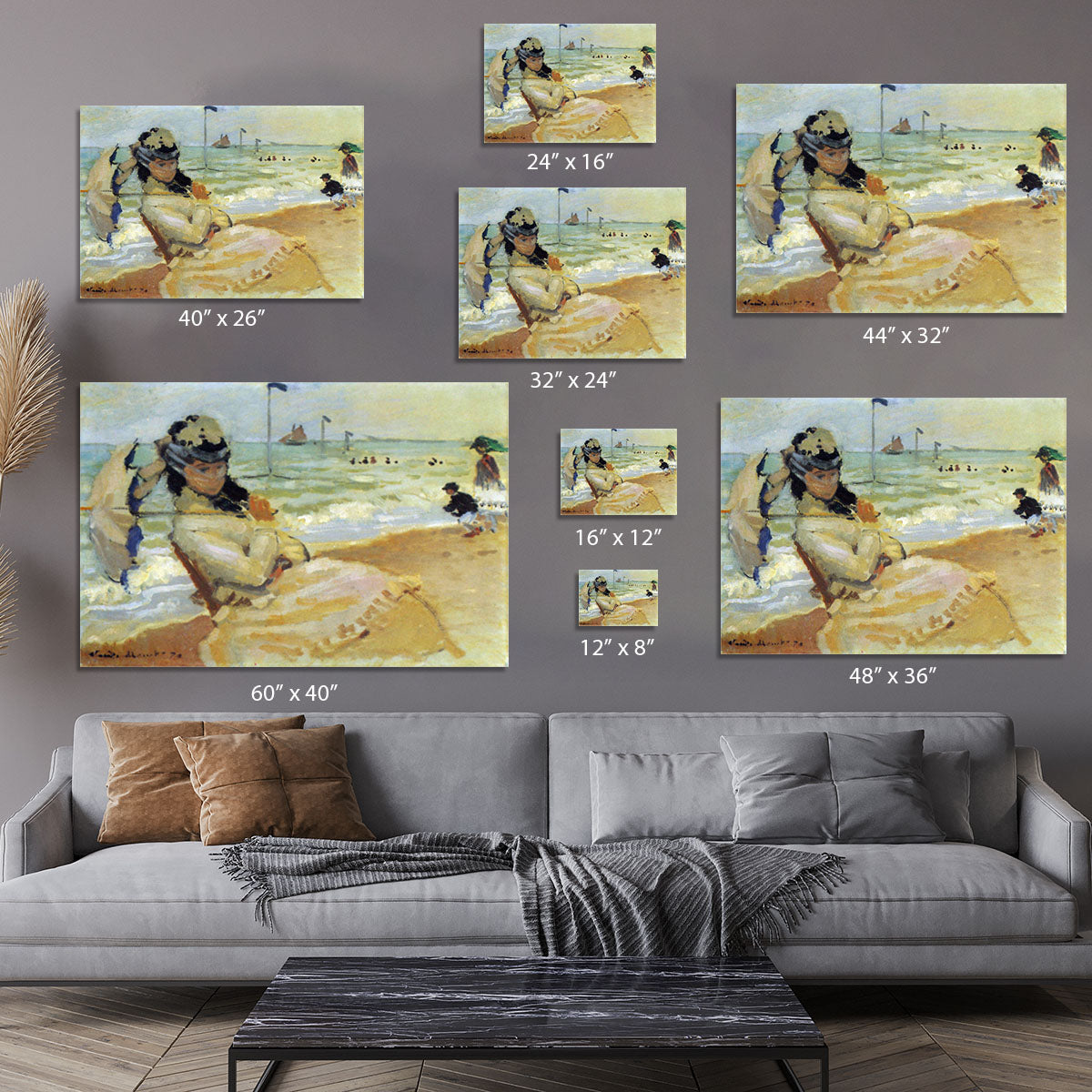 Camille on the beach at Trouville by Monet Canvas Print or Poster - Canvas Art Rocks - 7