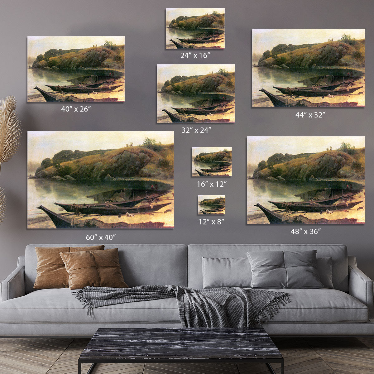 Canoes by Bierstadt Canvas Print or Poster - Canvas Art Rocks - 7