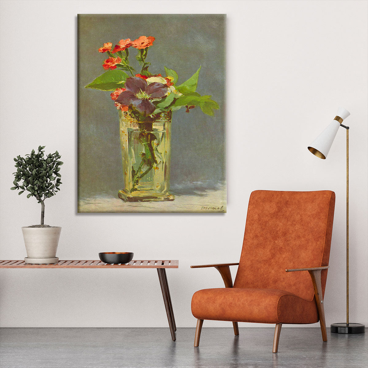 Carnations and Clematis in a Crystal Vase by Manet Canvas Print or Poster - Canvas Art Rocks - 6