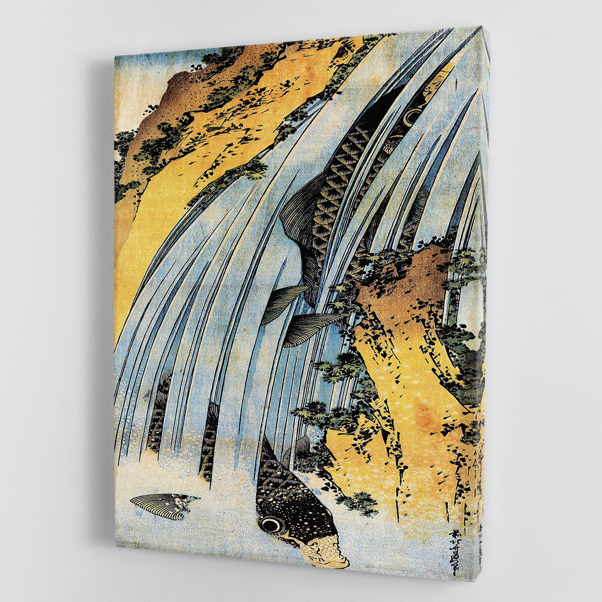 Carps ascending waterfall by Hokusai Canvas Print or Poster - Canvas Art Rocks - 1