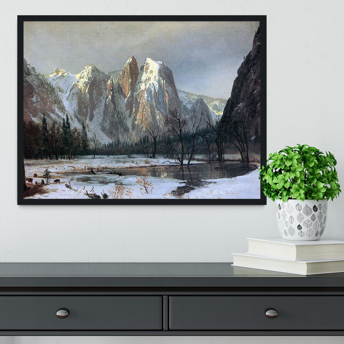 Cathedral Rocks Yosemite by Bierstadt Framed Print - Canvas Art Rocks - 2