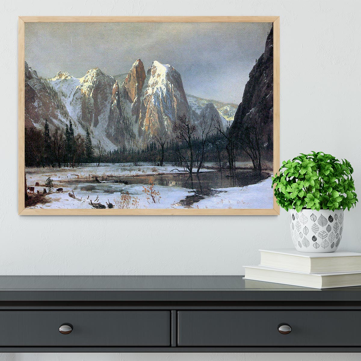 Cathedral Rocks Yosemite by Bierstadt Framed Print - Canvas Art Rocks - 4