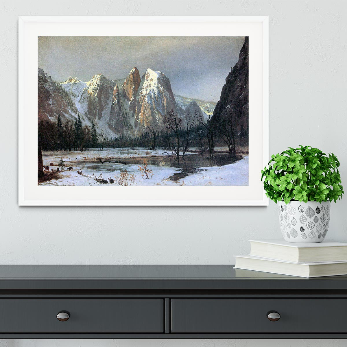 Cathedral Rocks Yosemite by Bierstadt Framed Print - Canvas Art Rocks - 5