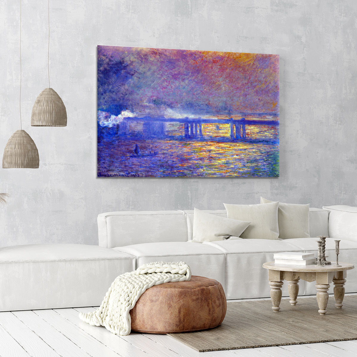 Charing cross bridge by Monet Canvas Print or Poster - Canvas Art Rocks - 6