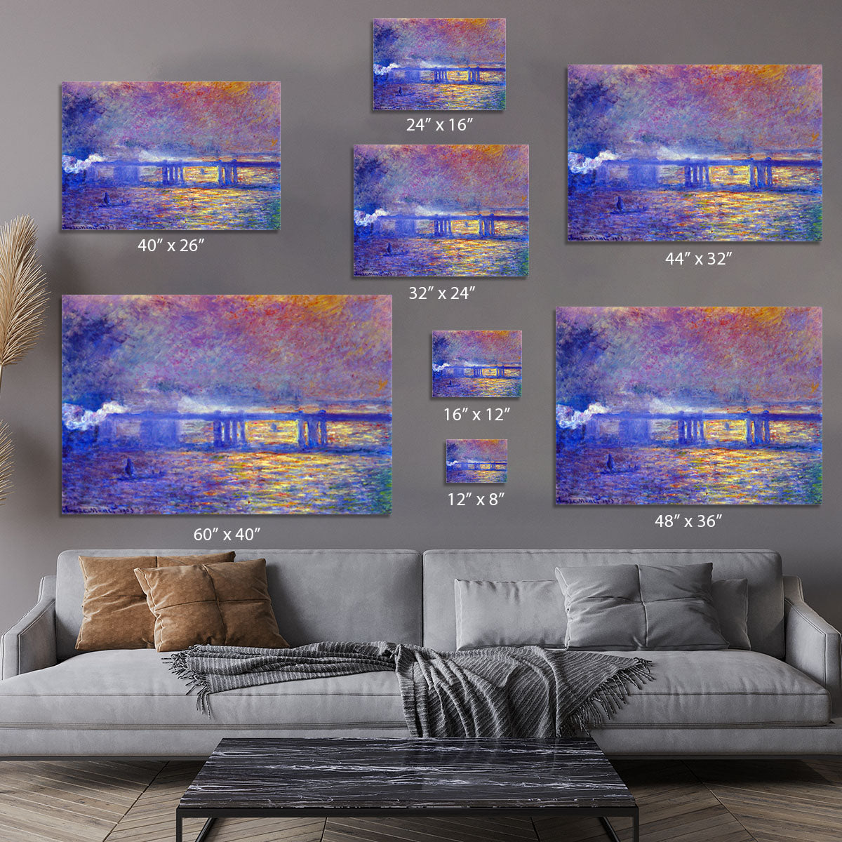 Charing cross bridge by Monet Canvas Print or Poster - Canvas Art Rocks - 7