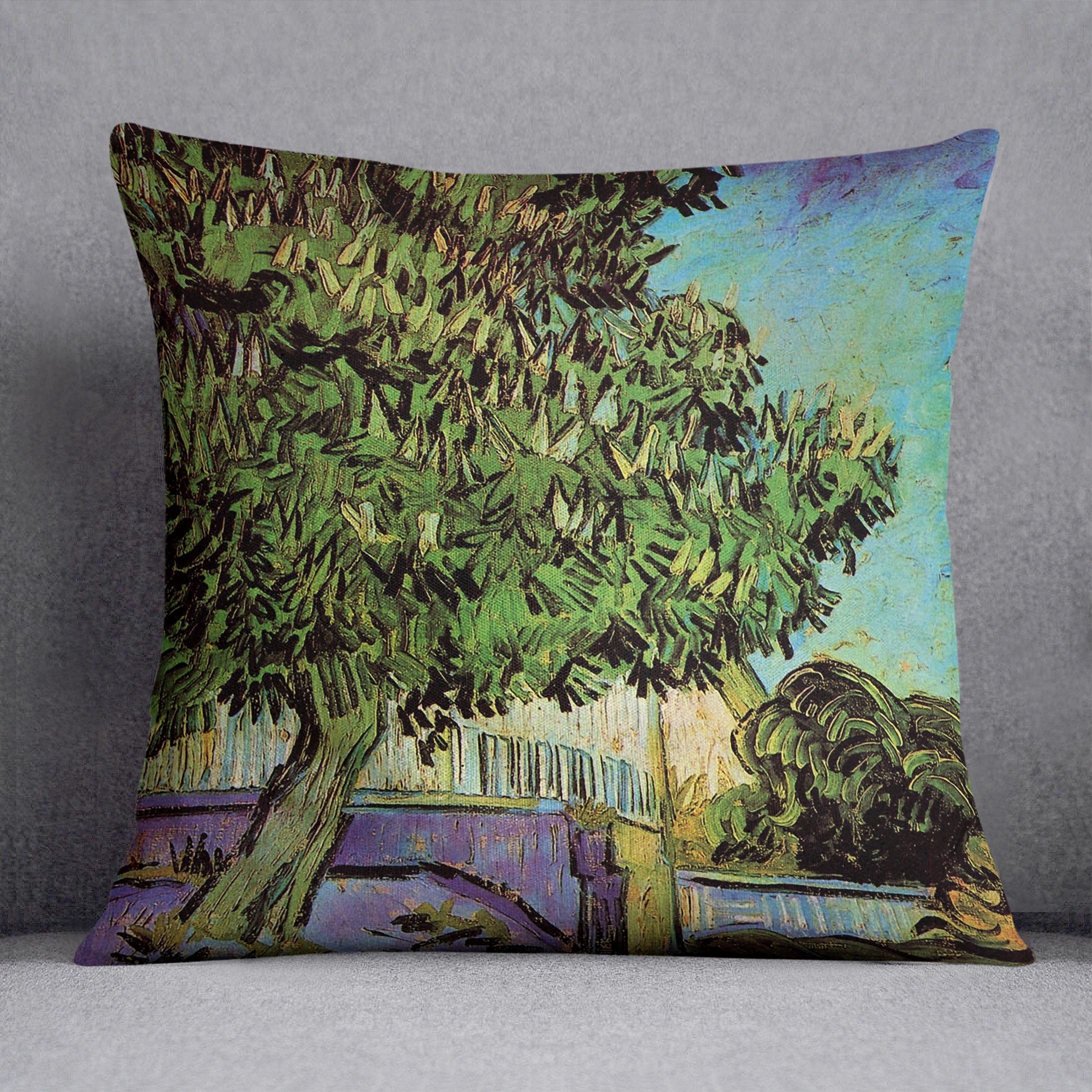 Chestnut Tree in Blossom by Van Gogh Cushion