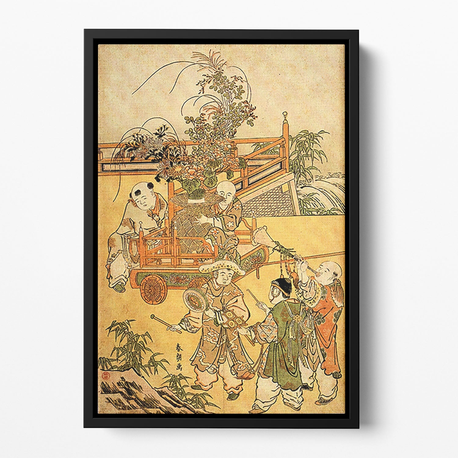 Chinese children by Hokusai Floating Framed Canvas