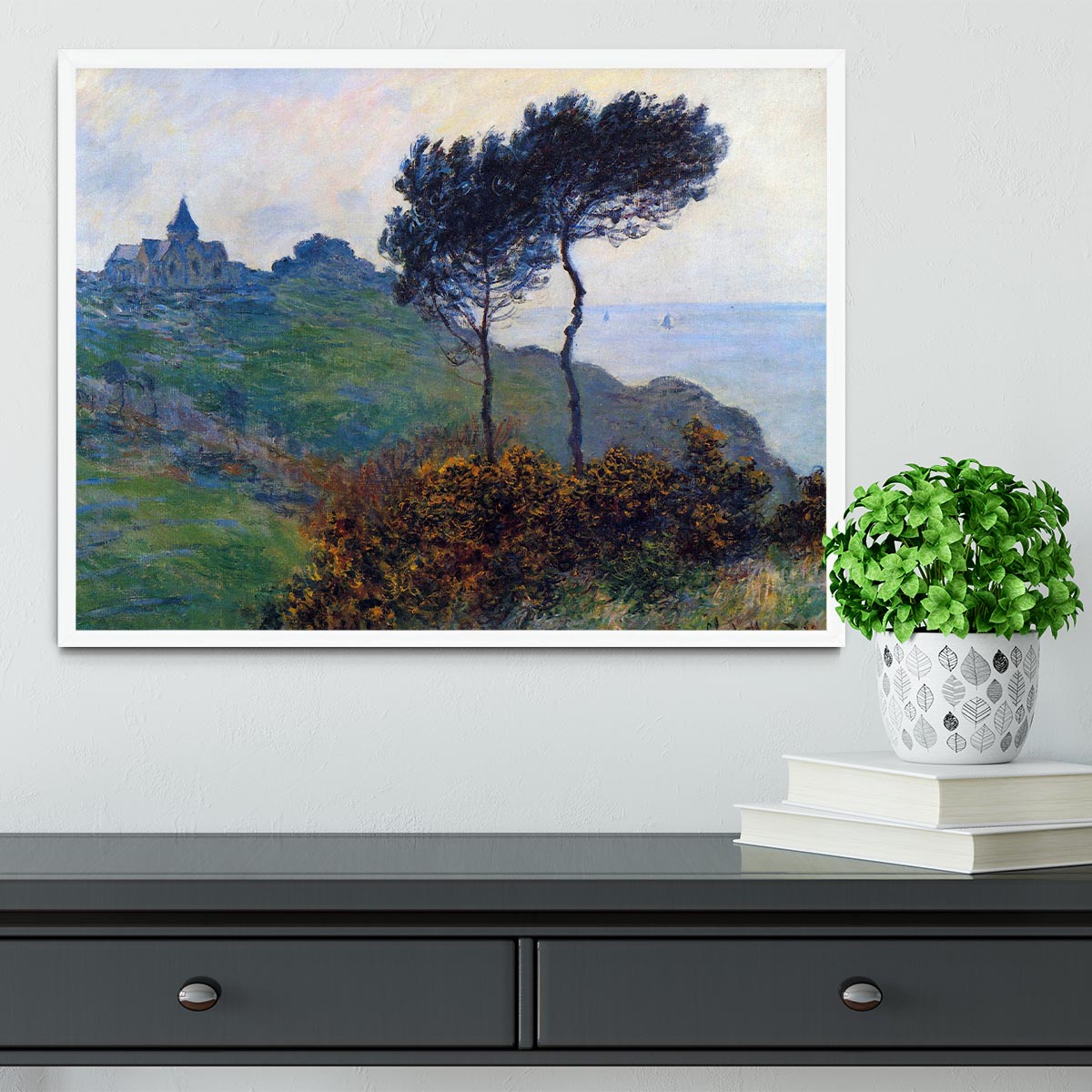 Church at Varengeville by Monet Framed Print - Canvas Art Rocks -6