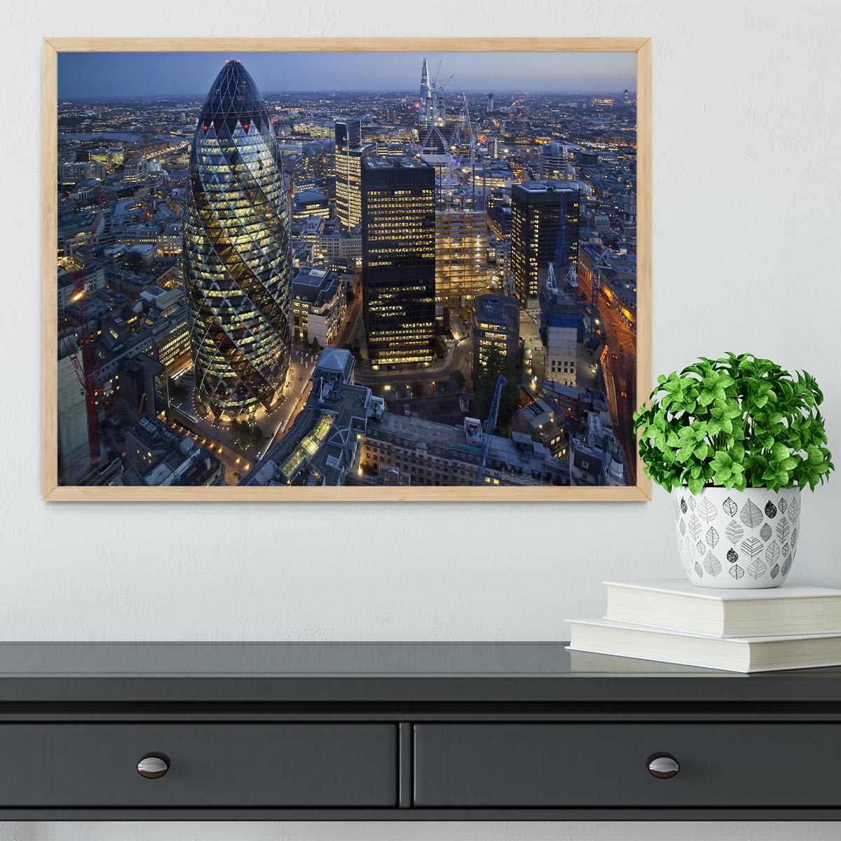 City of London lit up at night Framed Print - Canvas Art Rocks - 4