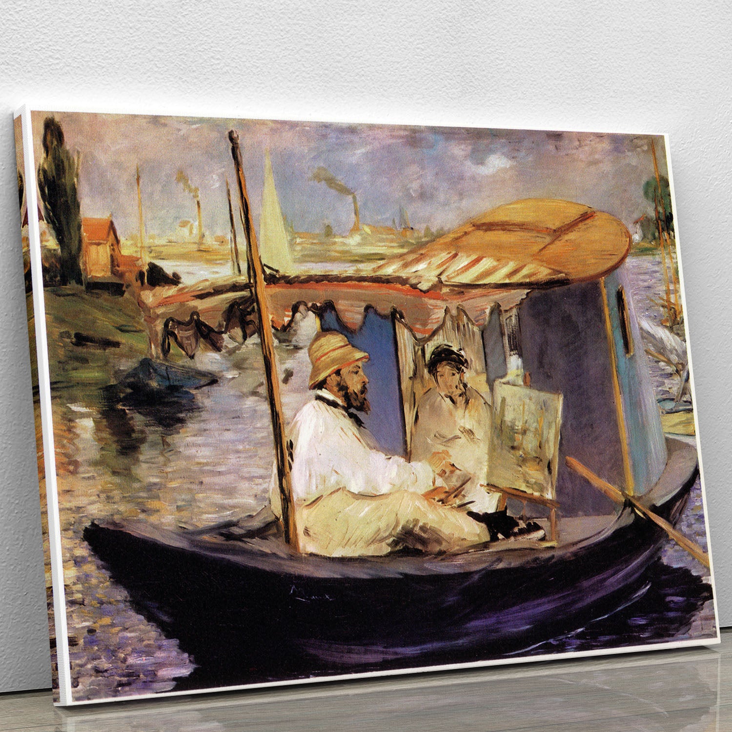 Claude Monet Dans Son Bateau Atelier 1874 by Manet Canvas Print or Poster - Canvas Art Rocks - 1