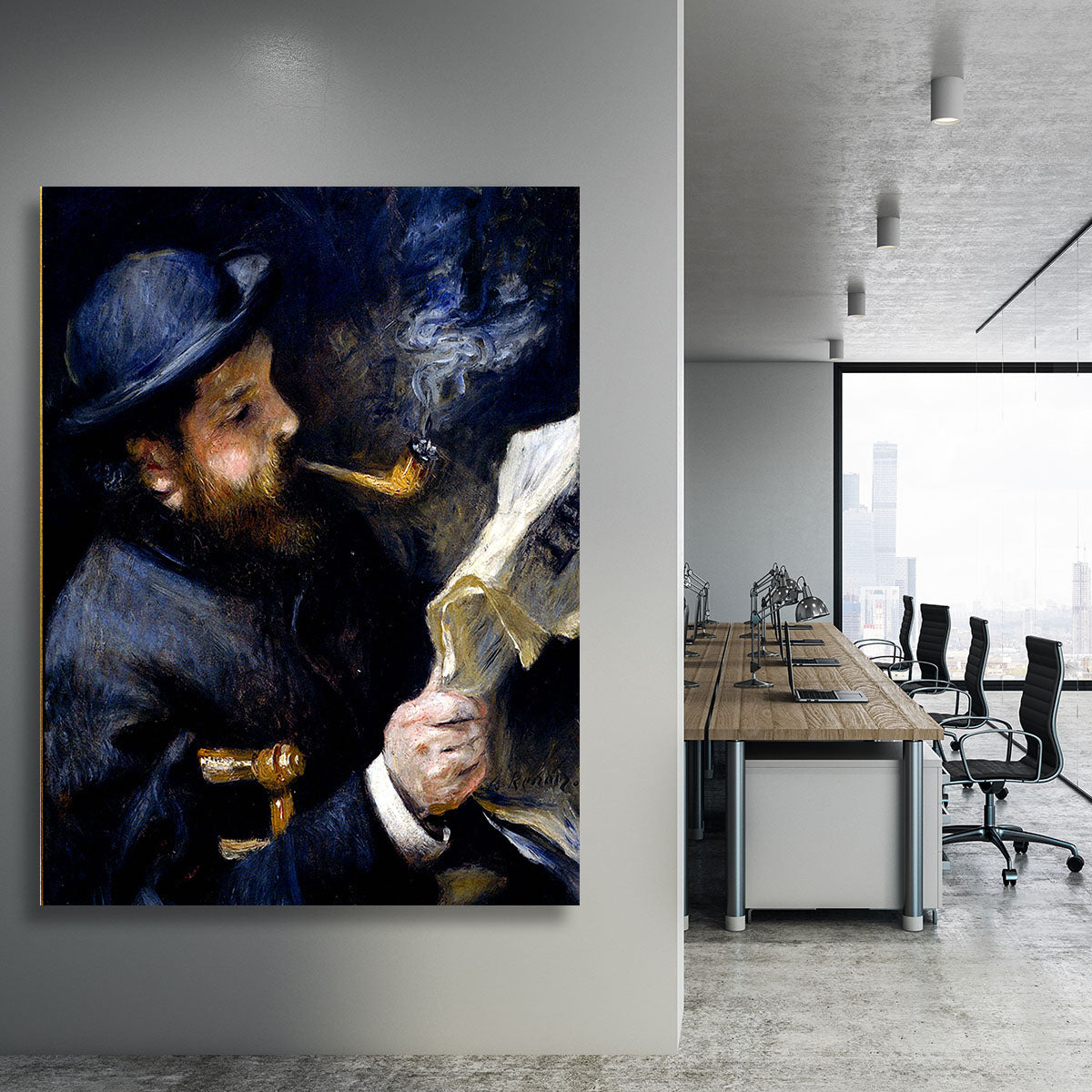 Claude Monet Reading A Newspaper by Renoir Canvas Print or Poster - Canvas Art Rocks - 3