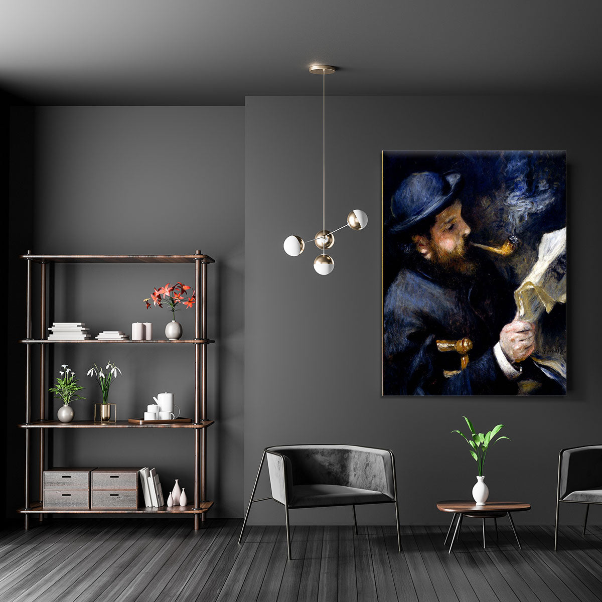 Claude Monet Reading A Newspaper by Renoir Canvas Print or Poster - Canvas Art Rocks - 5