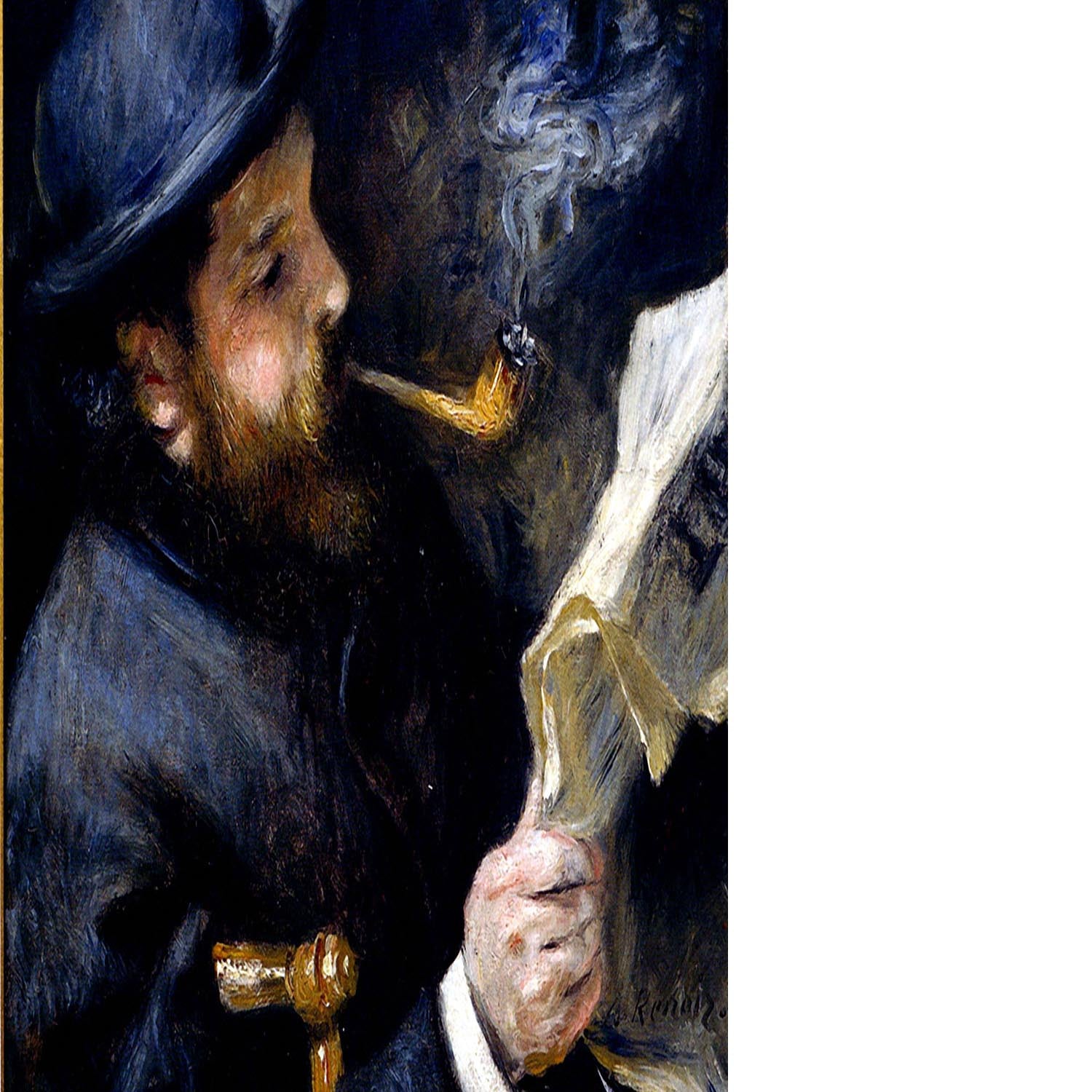 Claude Monet Reading A Newspaper by Renoir Floating Framed Canvas