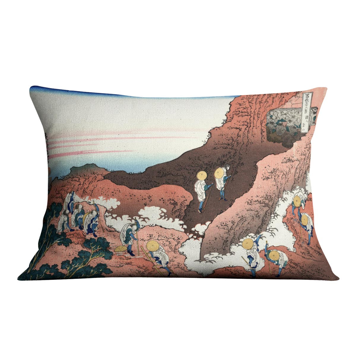 Climbing on Mt. Fuji by Hokusai Cushion
