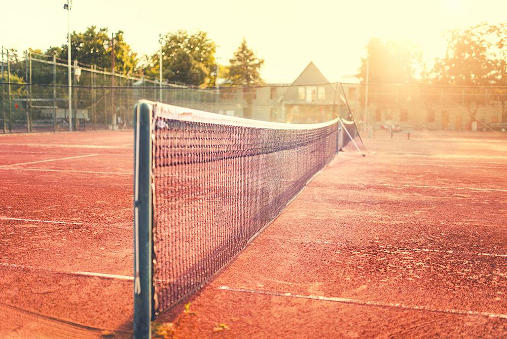 Close up of clay tennis court Wall Mural Wallpaper - Canvas Art Rocks - 1