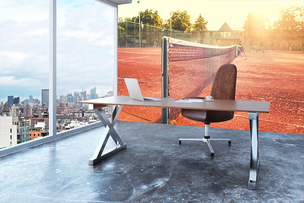 Close up of clay tennis court Wall Mural Wallpaper - Canvas Art Rocks - 3