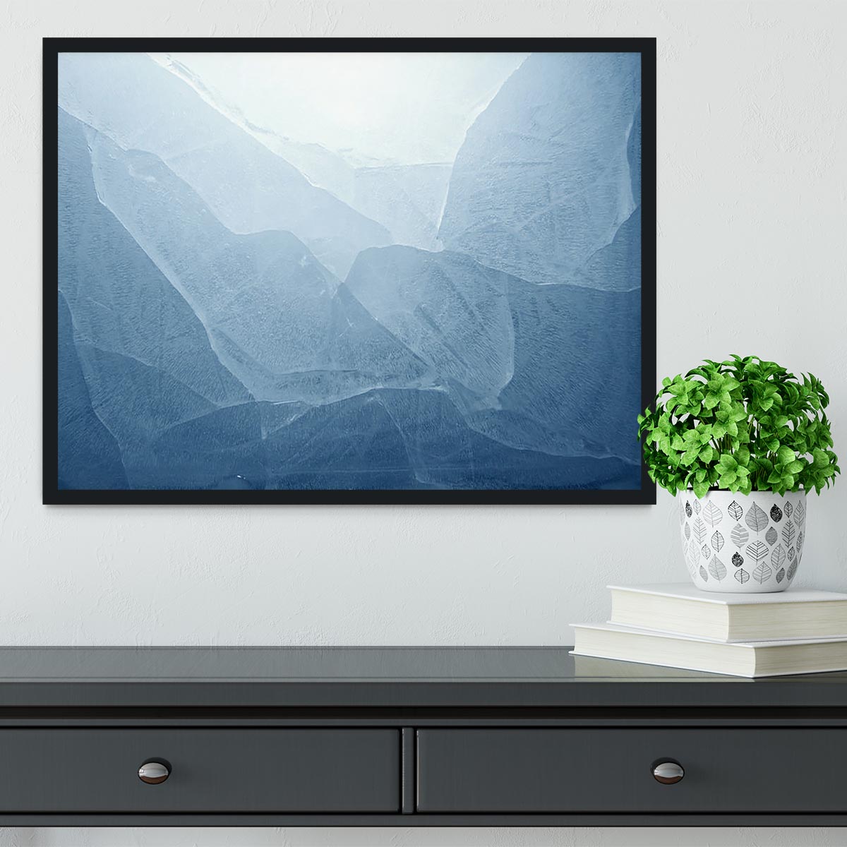 Closeup of blue ice background Framed Print - Canvas Art Rocks - 2