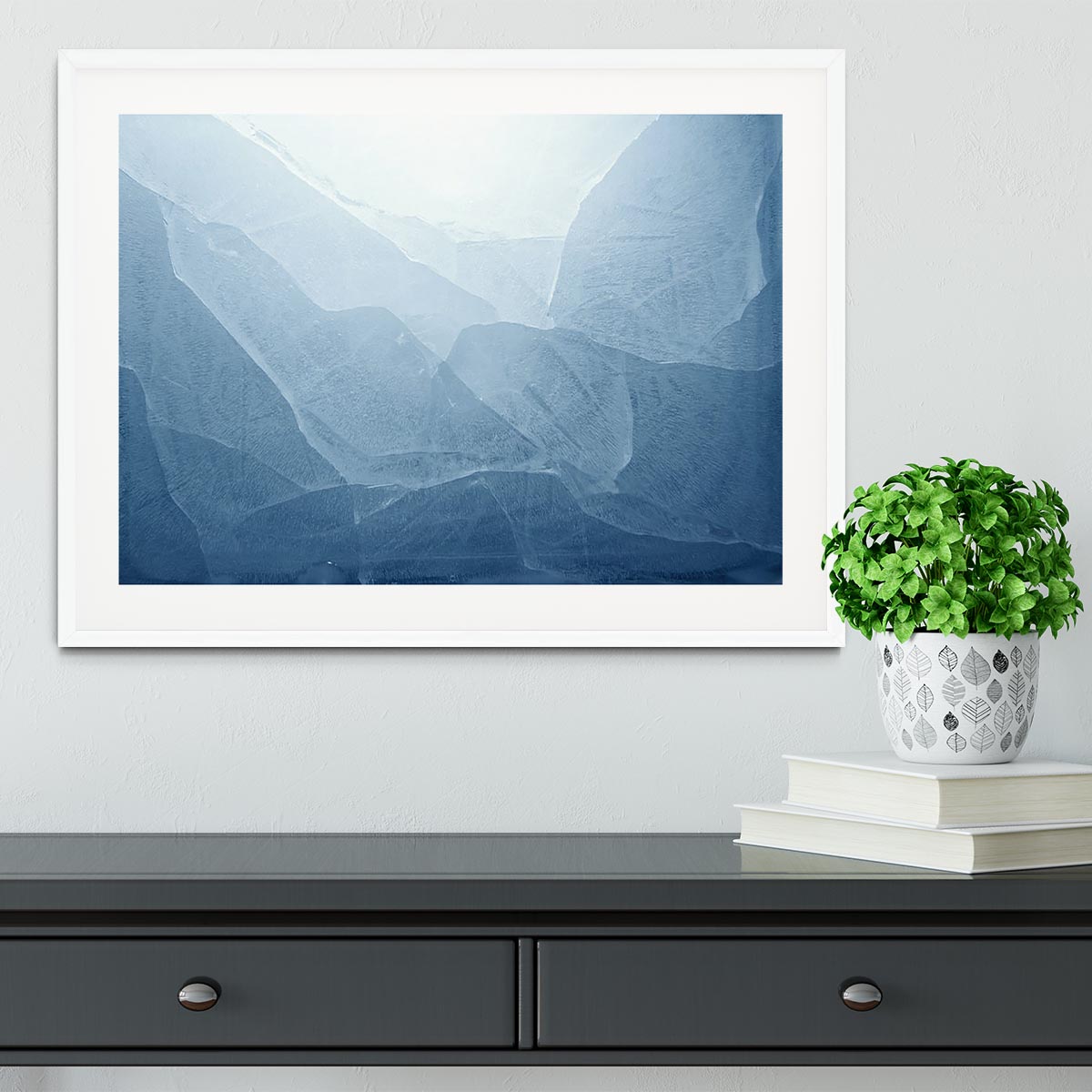 Closeup of blue ice background Framed Print - Canvas Art Rocks - 5