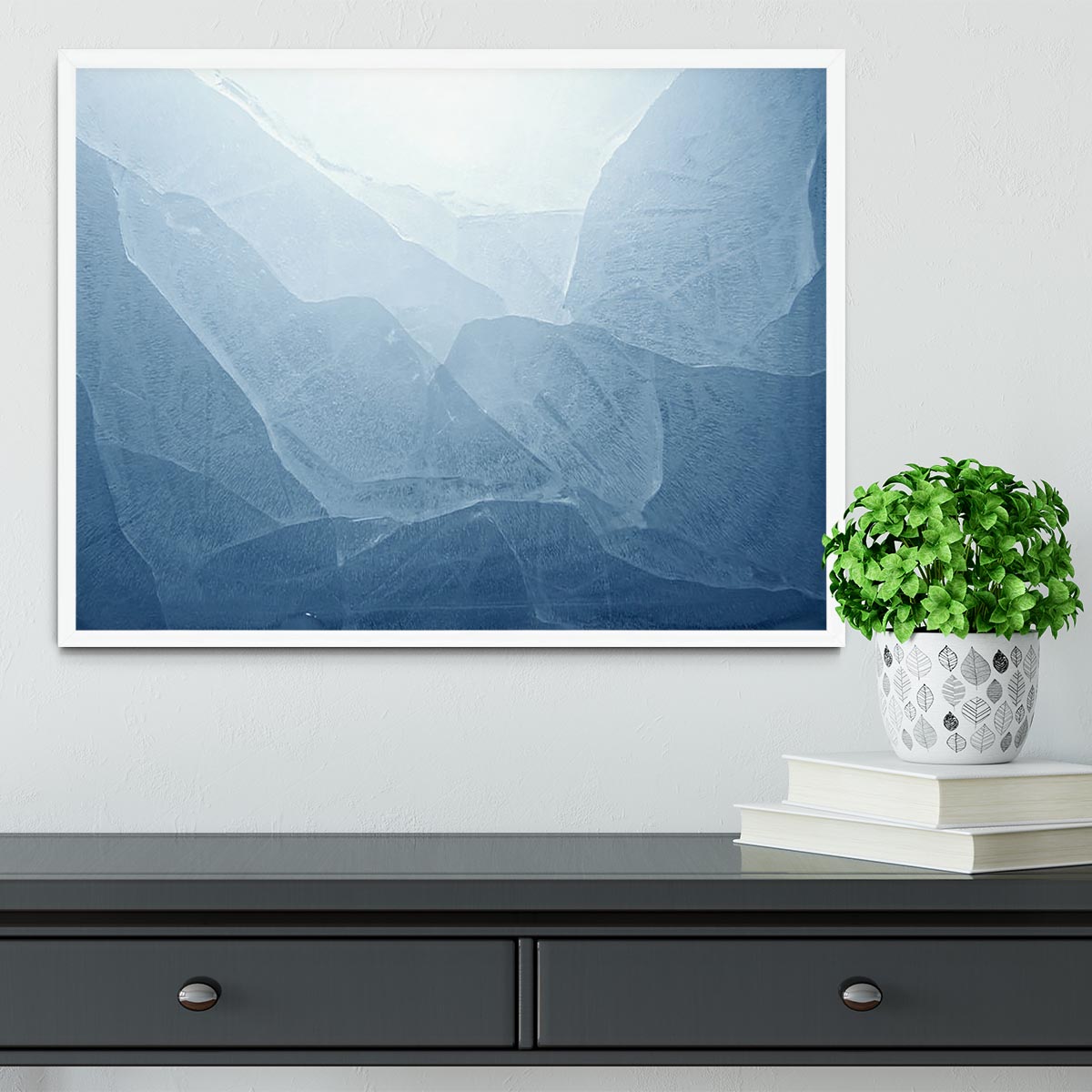 Closeup of blue ice background Framed Print - Canvas Art Rocks -6