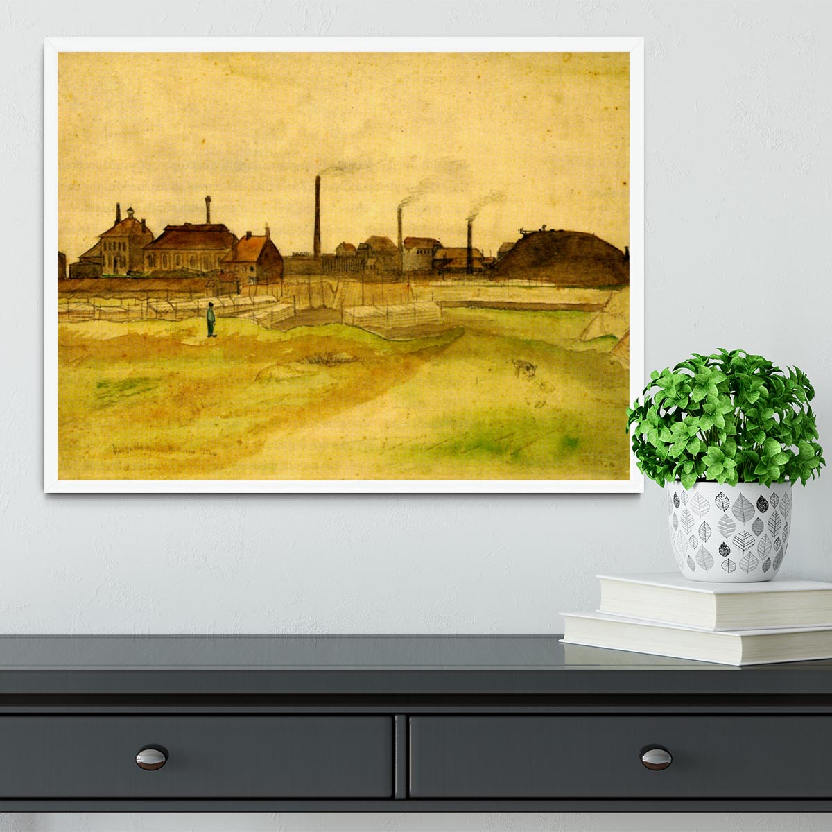 Coalmine in the Borinage by Van Gogh Framed Print - Canvas Art Rocks -6