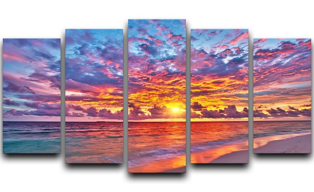 Colorful sunset over ocean on Maldives 5 Split Panel Canvas - Canvas Art Rocks - 1