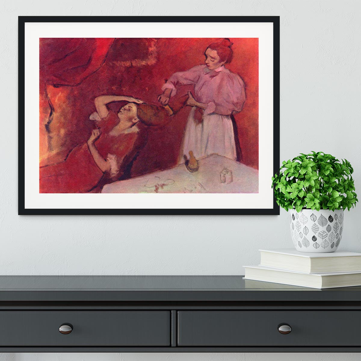 Combing hair by Degas Framed Print - Canvas Art Rocks - 1