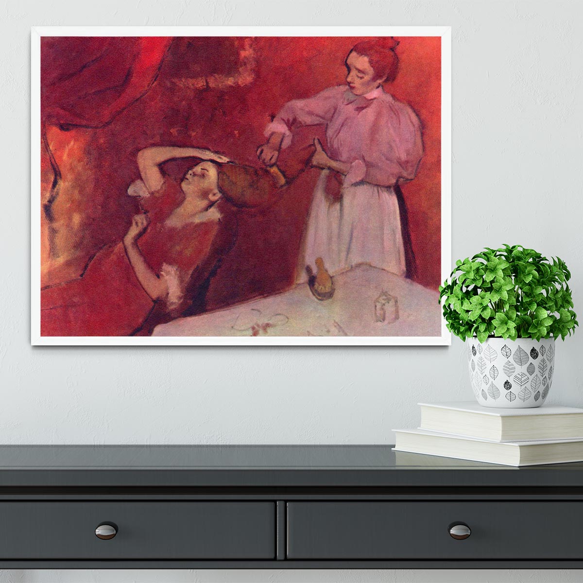 Combing hair by Degas Framed Print - Canvas Art Rocks -6