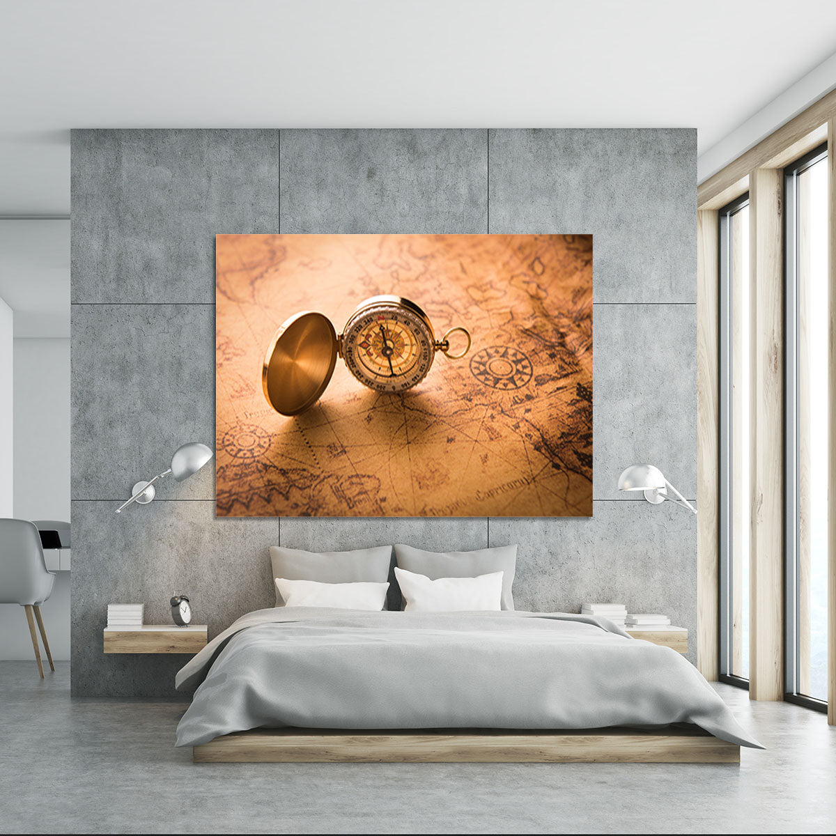 Compass on old map vintage style Canvas Print or Poster - Canvas Art Rocks - 5