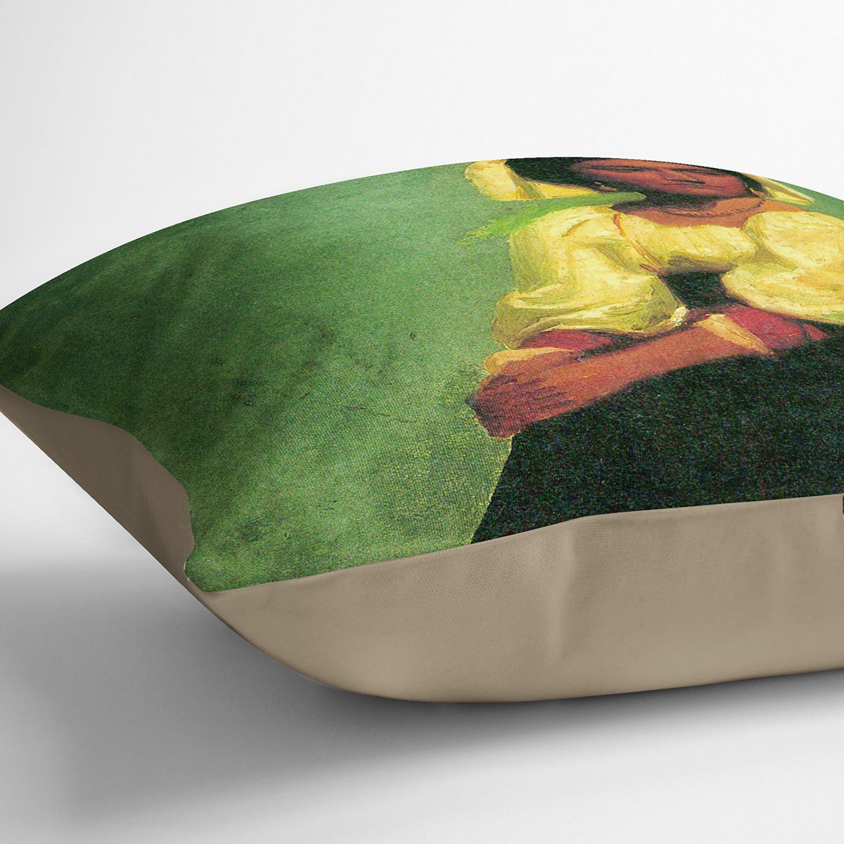 Costume study of a seated woman by Bierstadt Cushion - Canvas Art Rocks - 2