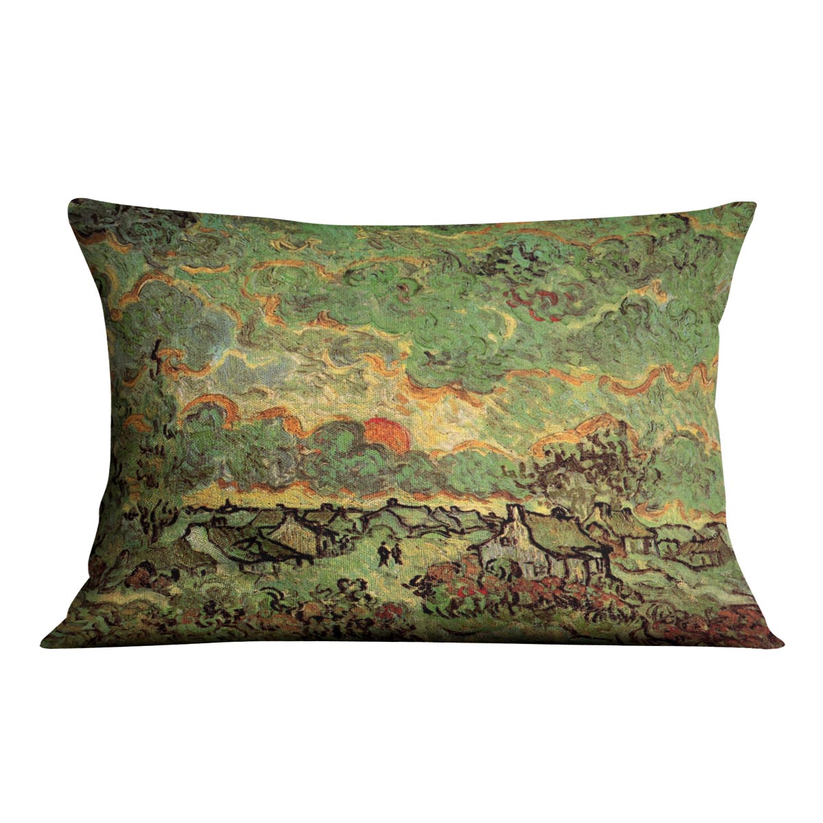 Cottages and Cypresses Reminiscence of the North by Van Gogh Cushion