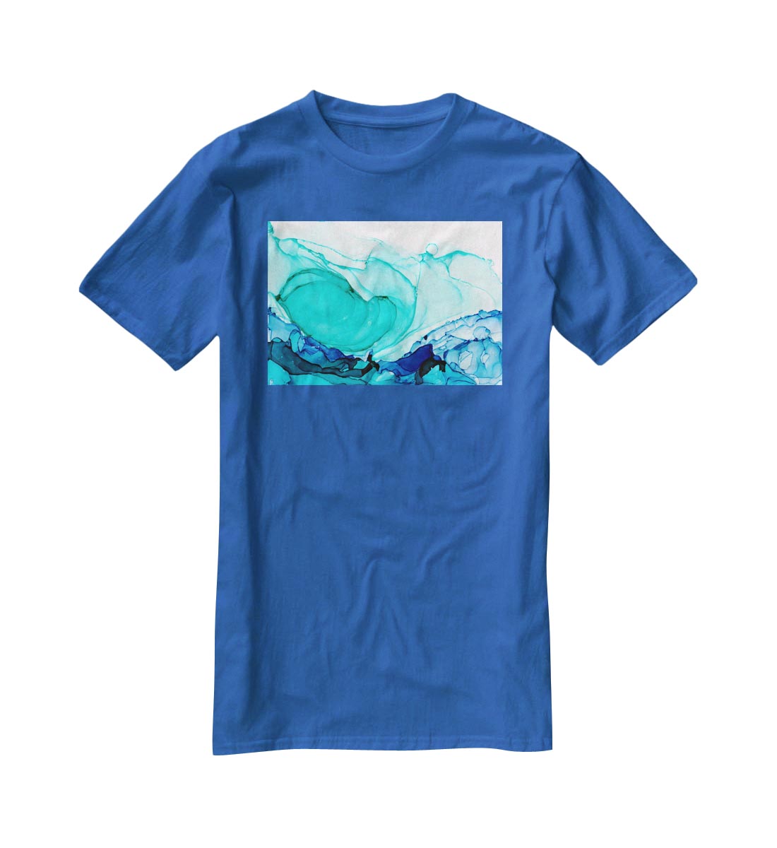 Cracked Blue and Teal Marble T-Shirt - Canvas Art Rocks - 2