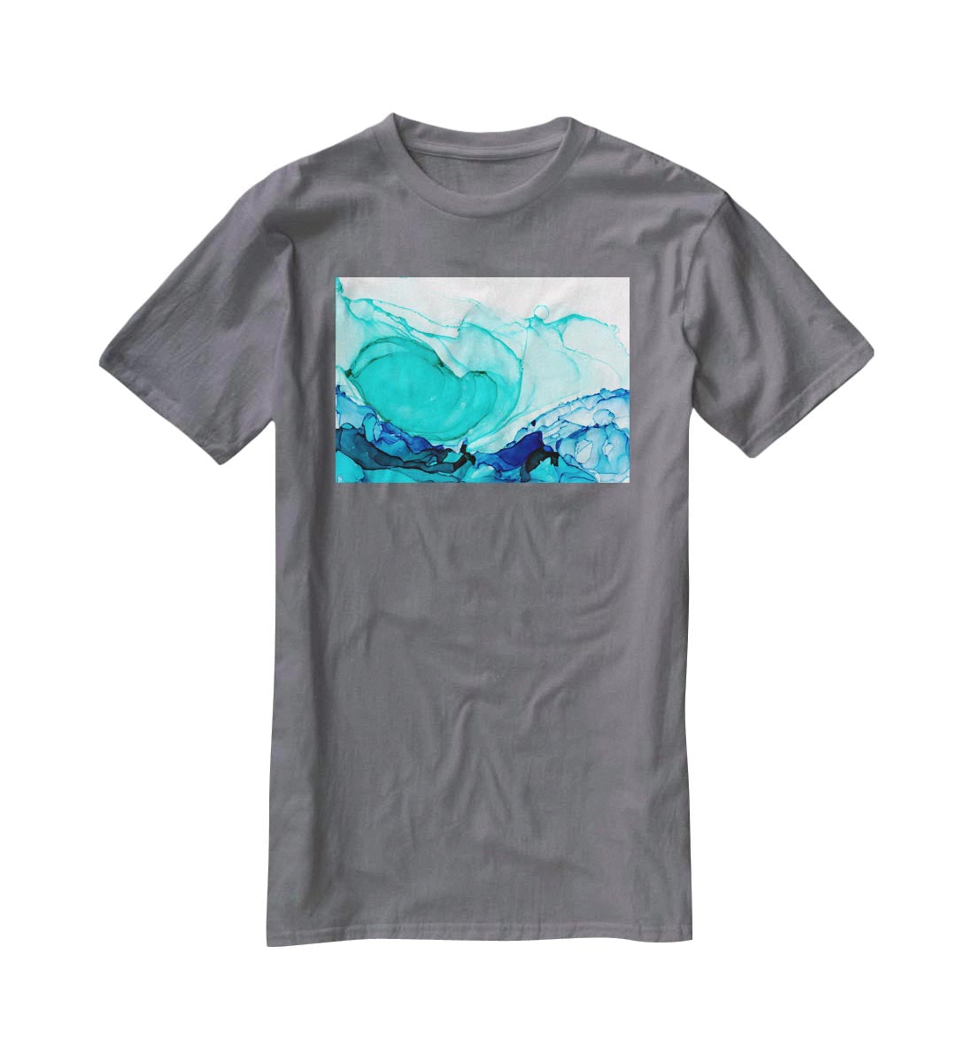 Cracked Blue and Teal Marble T-Shirt - Canvas Art Rocks - 3