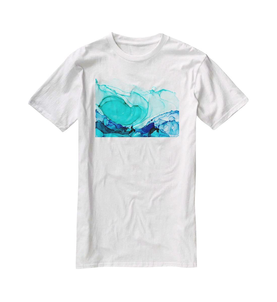 Cracked Blue and Teal Marble T-Shirt - Canvas Art Rocks - 5