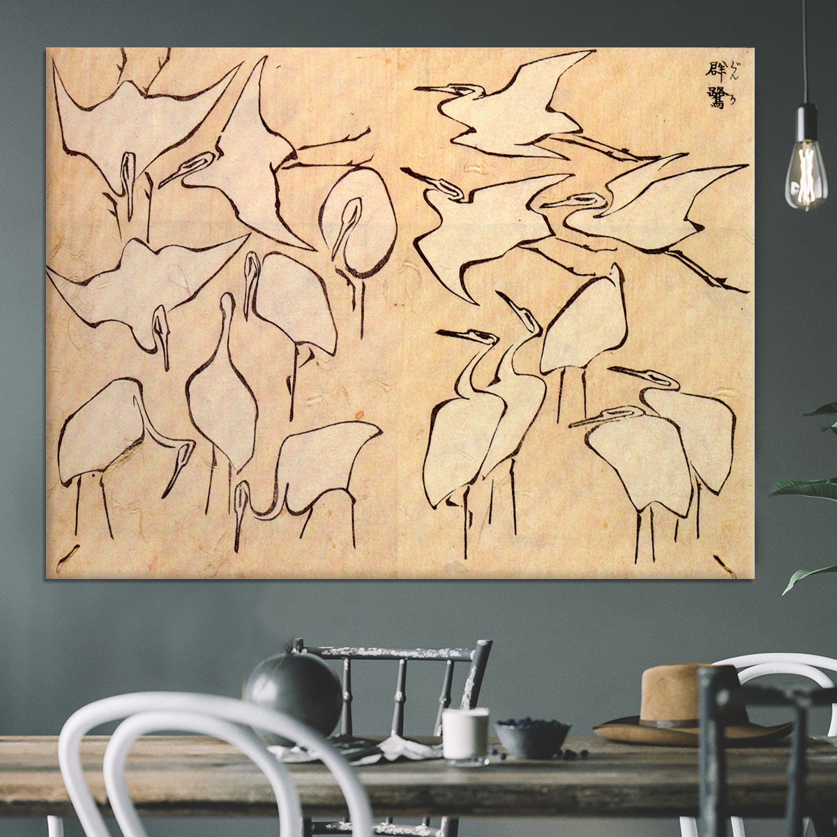 Cranes by Hokusai Canvas Print or Poster - Canvas Art Rocks - 3