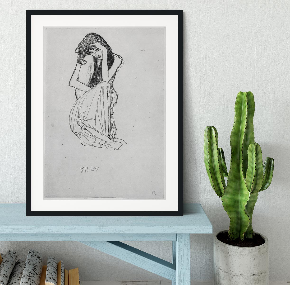 Crouching from the front by Klimt Framed Print - Canvas Art Rocks - 1