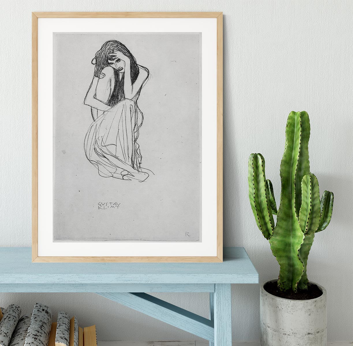 Crouching from the front by Klimt Framed Print - Canvas Art Rocks - 3