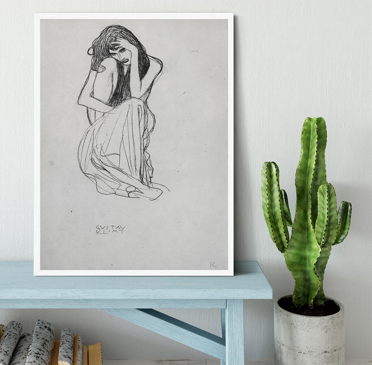 Crouching from the front by Klimt Framed Print - Canvas Art Rocks -6