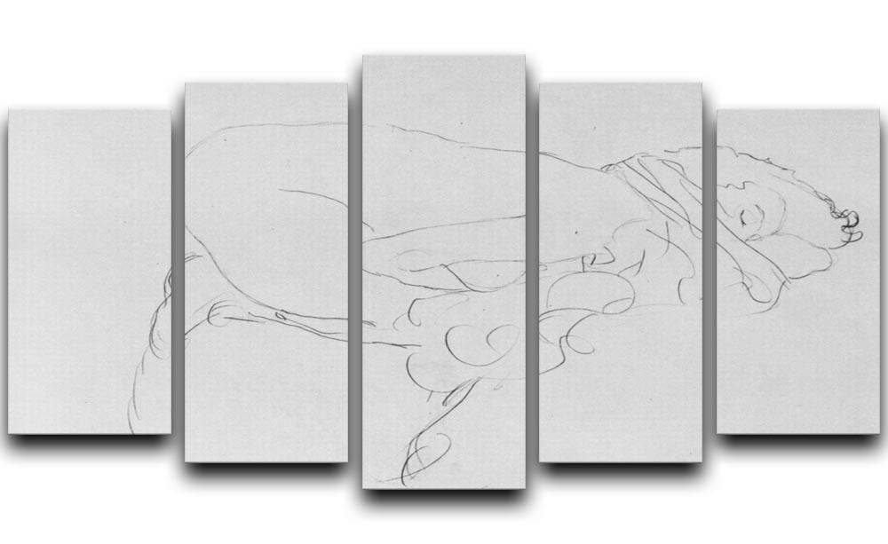 Crouching to right by Klimt 5 Split Panel Canvas - Canvas Art Rocks - 1