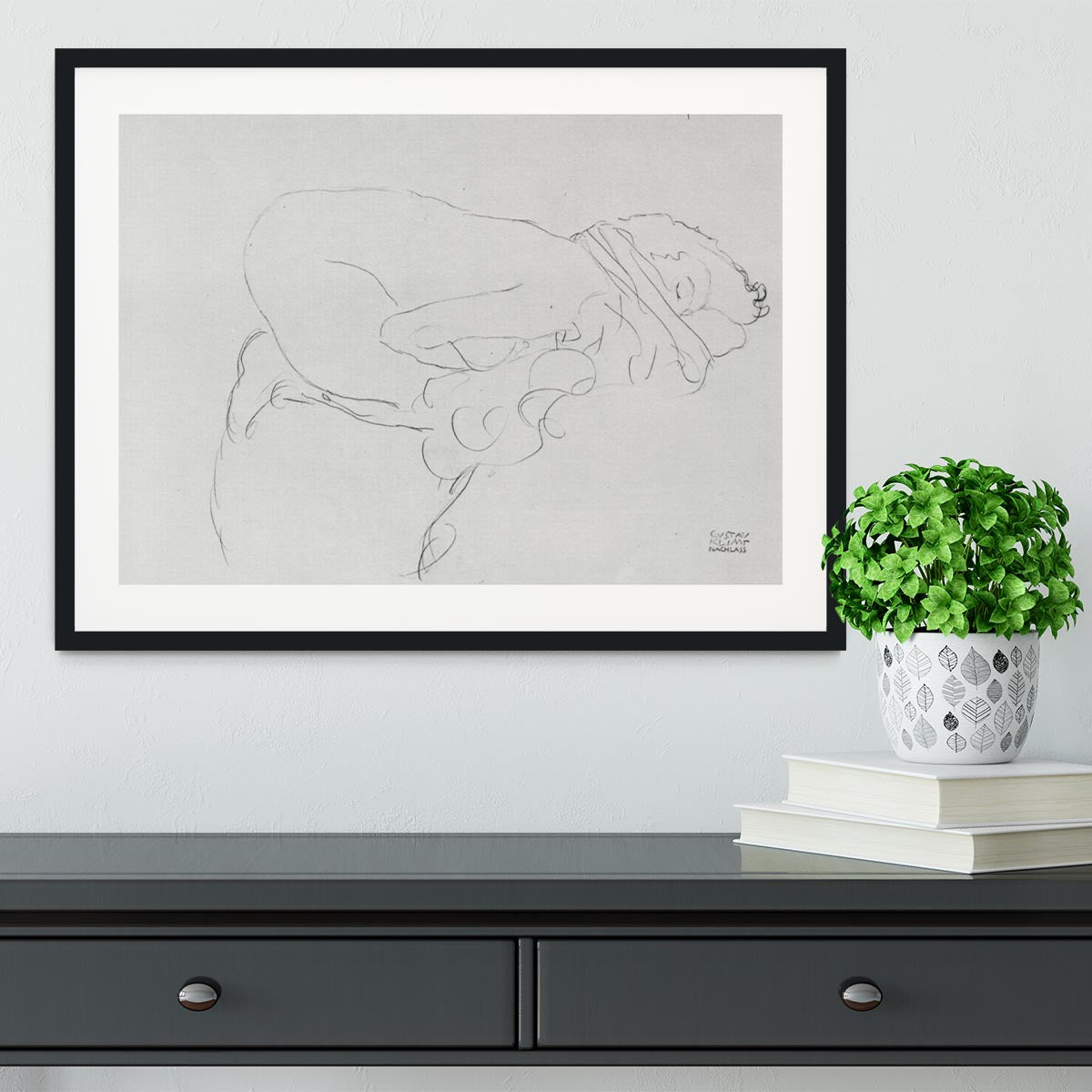 Crouching to right by Klimt Framed Print - Canvas Art Rocks - 1